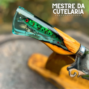 Kit Churrasqueiro Pescador 3 Peças - Faca, Garfo e Chaira