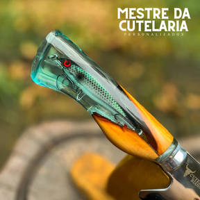 Kit Churrasqueiro Pescador 3 Peças - Faca, Garfo e Chaira