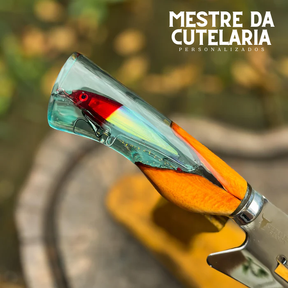 Kit Churrasqueiro Pescador 3 Peças - Faca, Garfo e Chaira