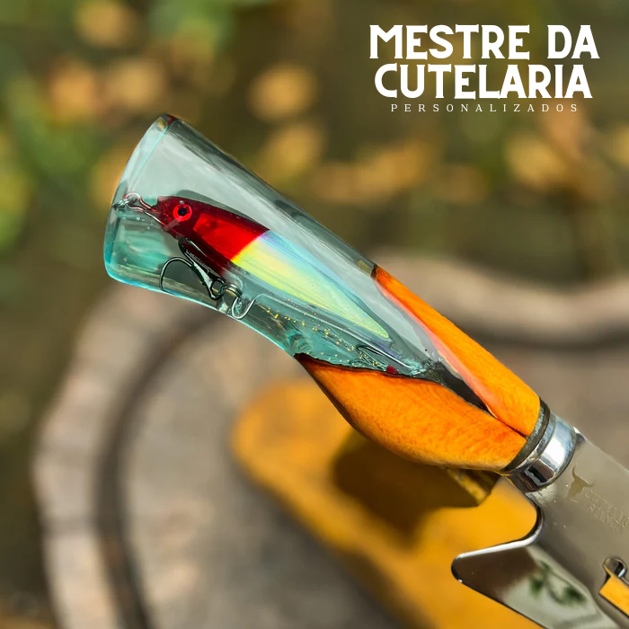 Kit Churrasqueiro Pescador 3 Peças - Faca, Garfo e Chaira