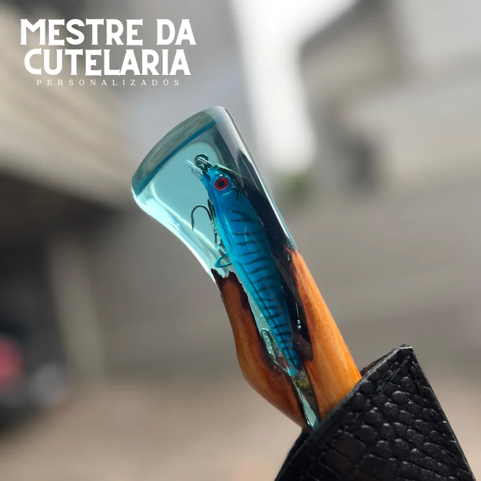 Kit Churrasqueiro Pescador 3 Peças - Faca, Garfo e Chaira