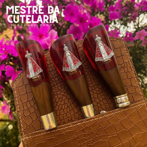 Kit Churrasqueiro Padroeira 3 Peças - Faca, Garfo e Chaira