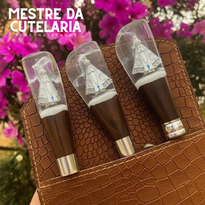 Kit Churrasqueiro Padroeira 3 Peças - Faca, Garfo e Chaira