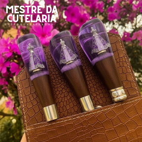 Kit Churrasqueiro Padroeira 3 Peças - Faca, Garfo e Chaira