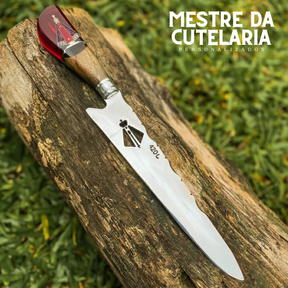 Kit Churrasqueiro Padroeira 3 Peças - Faca, Garfo e Chaira