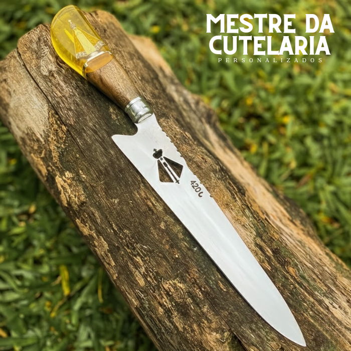 Kit Churrasqueiro Padroeira 3 Peças - Faca, Garfo e Chaira