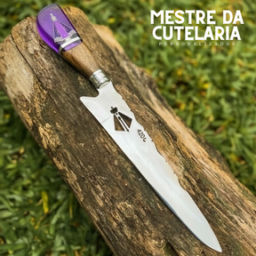 Kit Churrasqueiro Padroeira 3 Peças - Faca, Garfo e Chaira