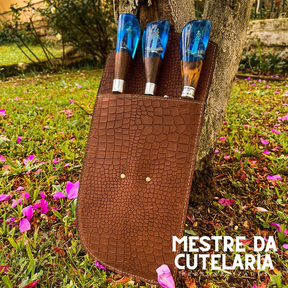 Kit Churrasqueiro Padroeira 3 Peças - Faca, Garfo e Chaira