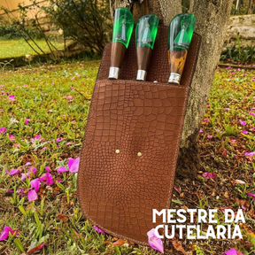 Kit Churrasqueiro Padroeira 3 Peças - Faca, Garfo e Chaira