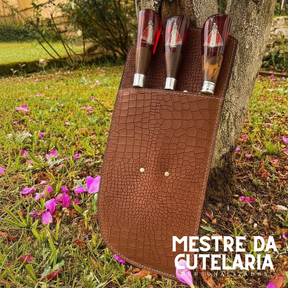 Kit Churrasqueiro Padroeira 3 Peças - Faca, Garfo e Chaira