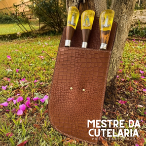 Kit Churrasqueiro Padroeira 3 Peças - Faca, Garfo e Chaira