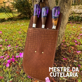 Kit Churrasqueiro Padroeira 3 Peças - Faca, Garfo e Chaira