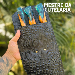 Kit Churrasqueiro Pescador 3 Peças - Faca, Garfo e Chaira