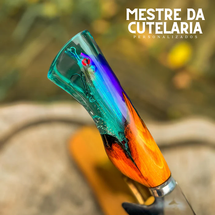 Kit Churrasqueiro Pescador 3 Peças - Faca, Garfo e Chaira