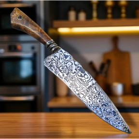 Faca Artesanal em Aço Damasco – Edição Colecionador – Padrão Aleatório – 10" Lâmina